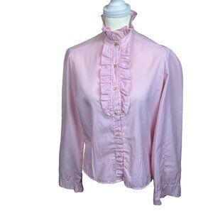 Vintage Styletrix Inc blouse, size Large, vintage, ruffle front, buttons, sheer